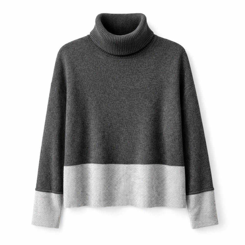 Knyt & Lynk 100% Cashmere color block Sweater Olive and Grey Size M